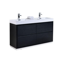 Bliss 60" Double  Sink Black Free Standing Modern Bathroom Vanity