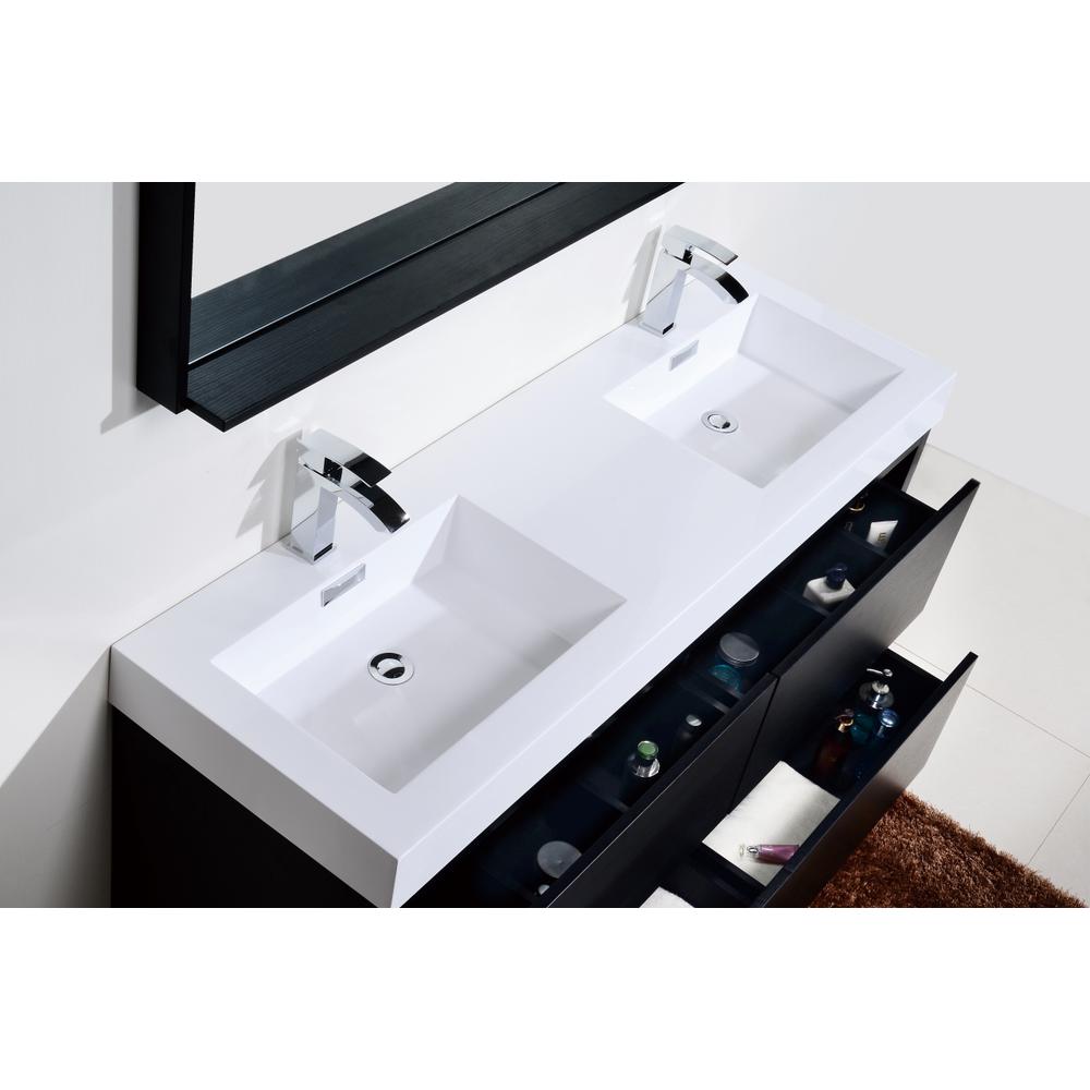 Bliss 60" Double  Sink Black Free Standing Modern Bathroom Vanity