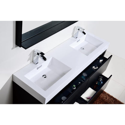 Bliss 60" Double  Sink Black Free Standing Modern Bathroom Vanity