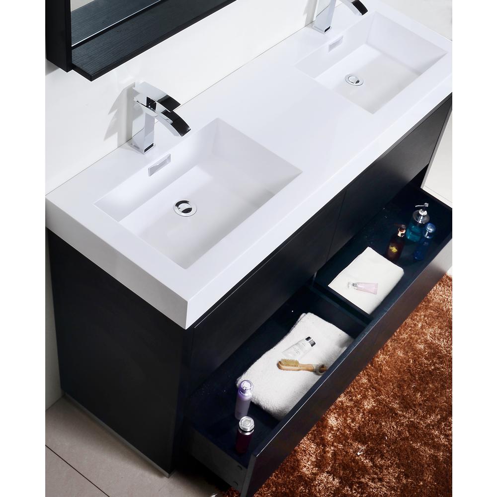 Bliss 60" Double  Sink Black Free Standing Modern Bathroom Vanity