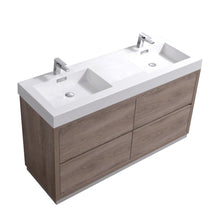 Bliss 60" Double  Sink Butternut Free Standing Modern Bathroom Vanity