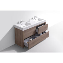 Bliss 60" Double  Sink Butternut Free Standing Modern Bathroom Vanity