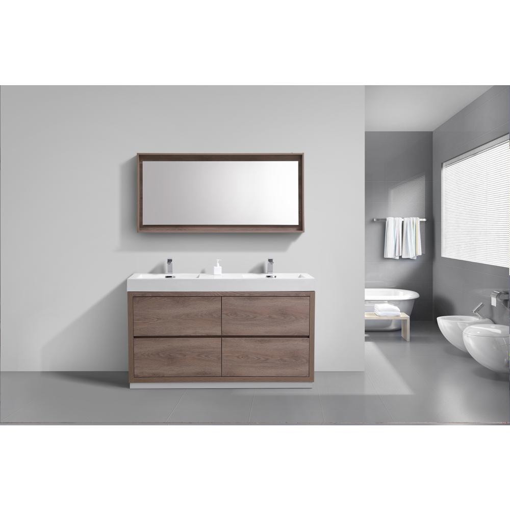 Bliss 60" Double  Sink Butternut Free Standing Modern Bathroom Vanity