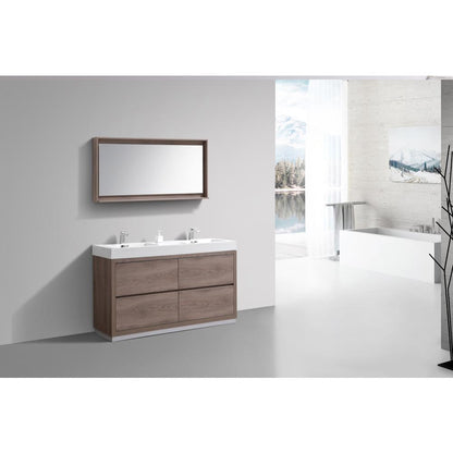 Bliss 60" Double  Sink Butternut Free Standing Modern Bathroom Vanity
