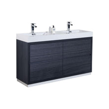 Bliss 60" Double Sink Gray Oak Free Standing Modern Bathroom Vanity