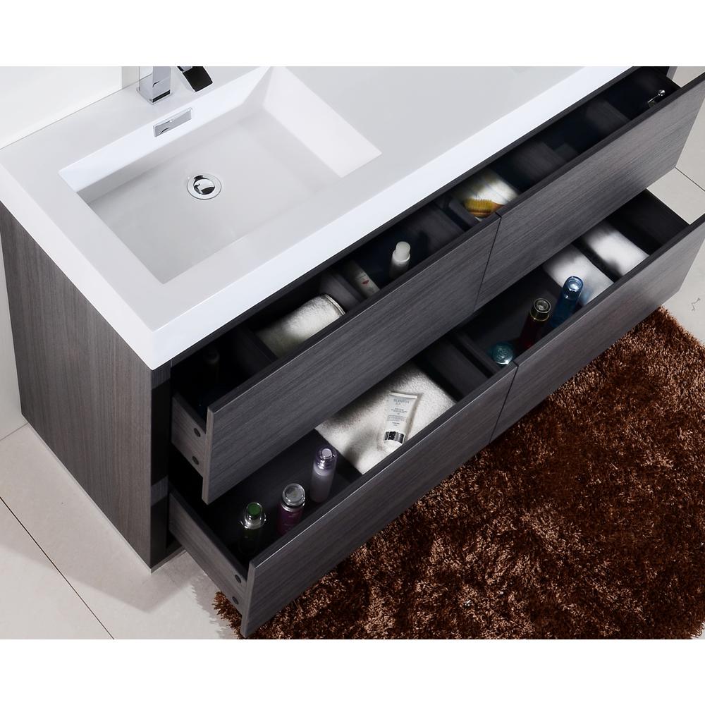 Bliss 60" Double Sink Gray Oak Free Standing Modern Bathroom Vanity