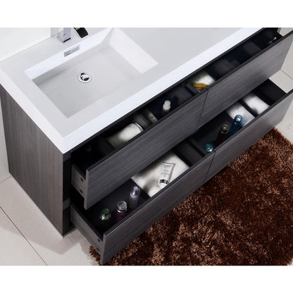 Bliss 60" Double Sink Gray Oak Free Standing Modern Bathroom Vanity
