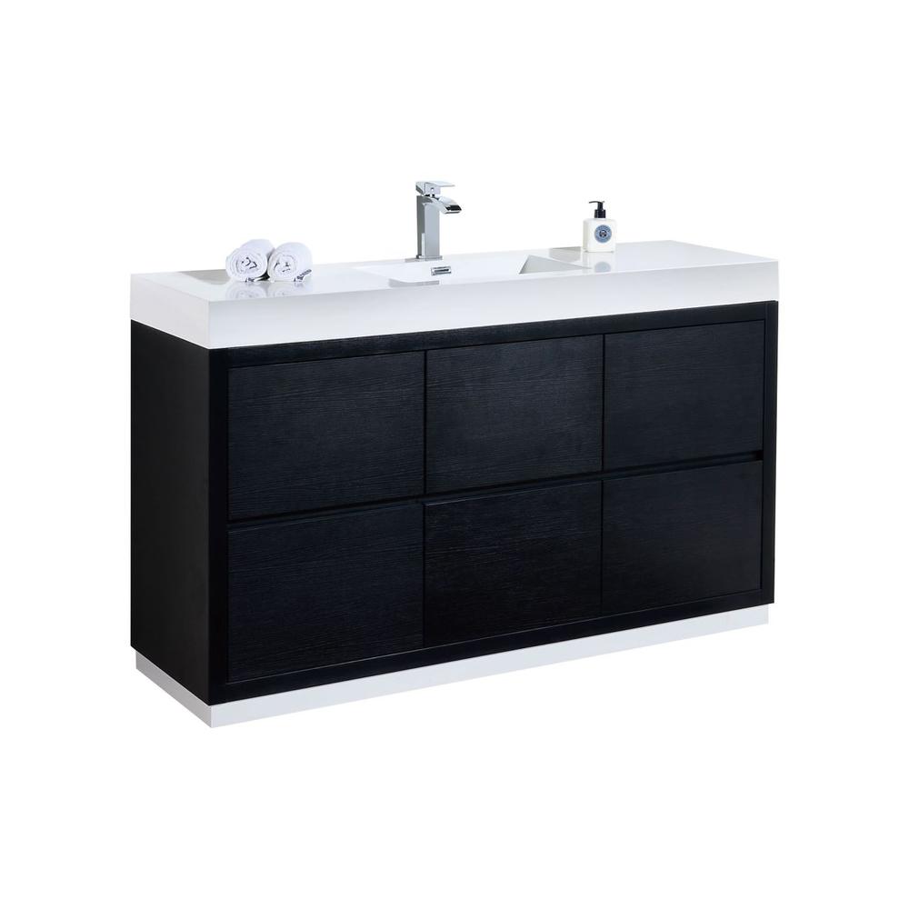 Bliss 60" Single Sink Black Free Standing Modern Bathroom Vanity