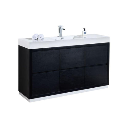 Bliss 60" Single Sink Black Free Standing Modern Bathroom Vanity