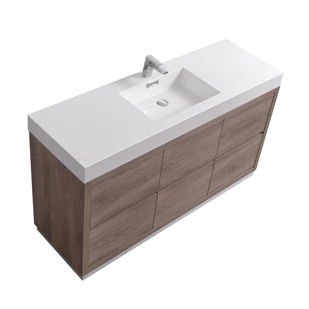 Bliss 60" Single Sink Butternut  Free Standing Modern Bathroom Vanity