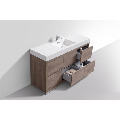 Bliss 60" Single Sink Butternut  Free Standing Modern Bathroom Vanity