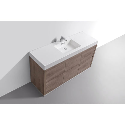 Bliss 60" Single Sink Butternut  Free Standing Modern Bathroom Vanity