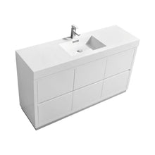 Bliss 60" Single Sink High Gloss White Free Standing Modern Bathroom Vanity