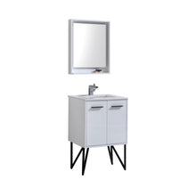 Bosco 24" Modern Bathroom Vanity w/ Quartz Countertop and Matching Mirror