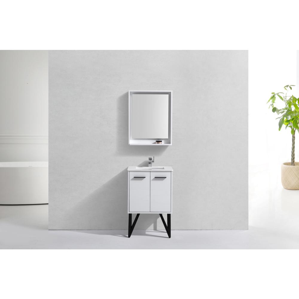 Bosco 24" Modern Bathroom Vanity w/ Quartz Countertop and Matching Mirror