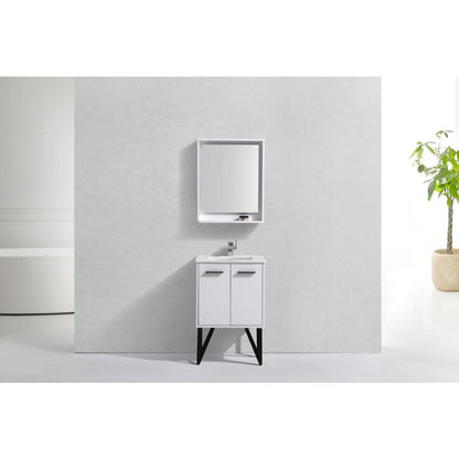 Bosco 24" Modern Bathroom Vanity w/ Quartz Countertop and Matching Mirror