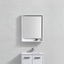Bosco 24" Framed Mirror With Shelve - Gloss White Finish