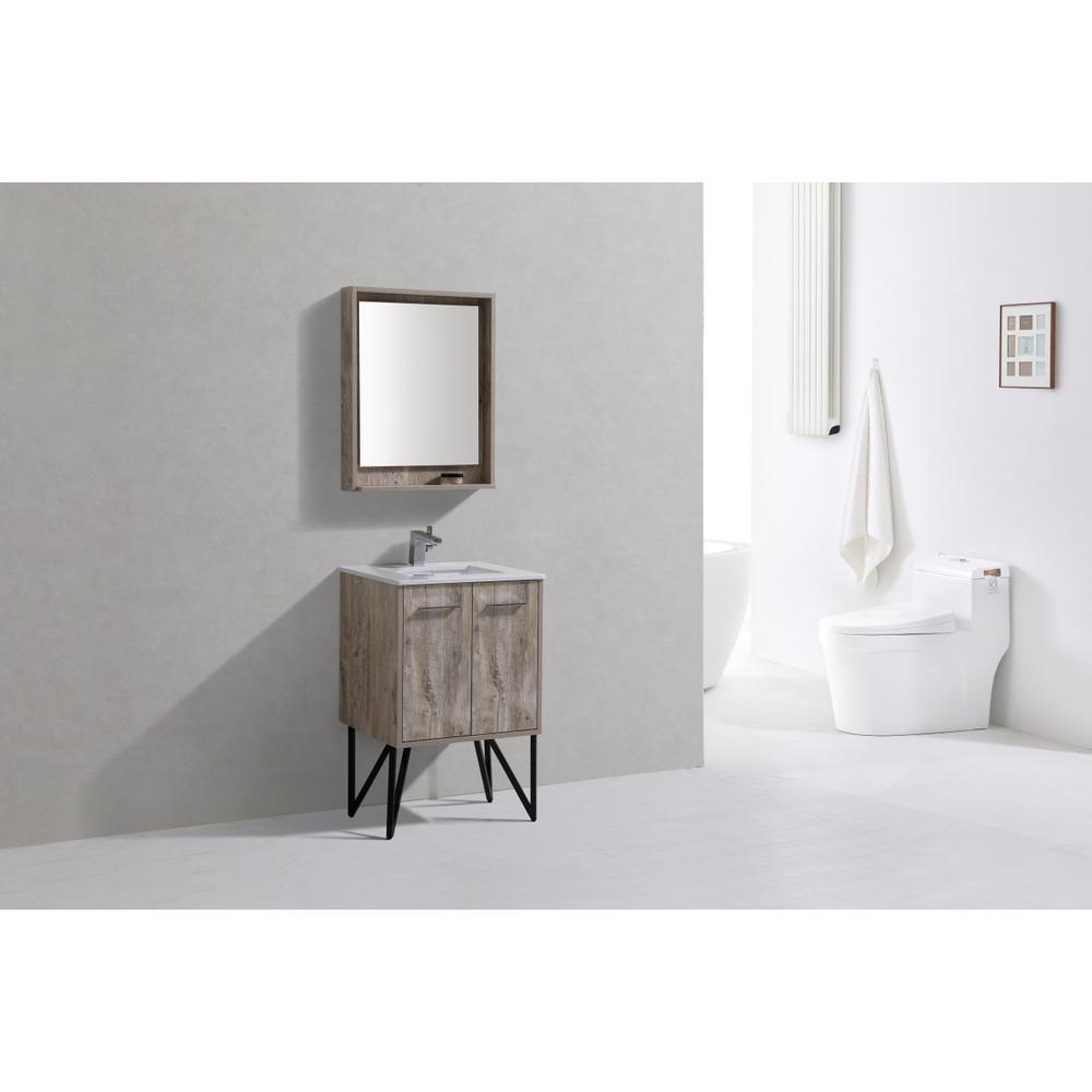 Bosco 24" Modern Bathroom Vanity w/ Quartz Countertop and Matching Mirror