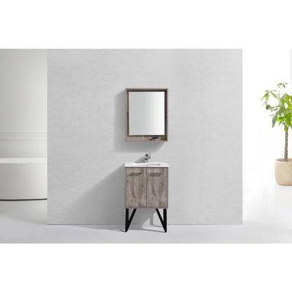 Bosco 24" Modern Bathroom Vanity w/ Quartz Countertop and Matching Mirror