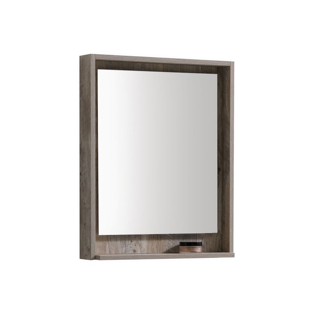 Bosco 24" Framed Mirror With Shelve - Nature Wood Finish