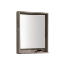 Bosco 24" Framed Mirror With Shelve - Nature Wood Finish