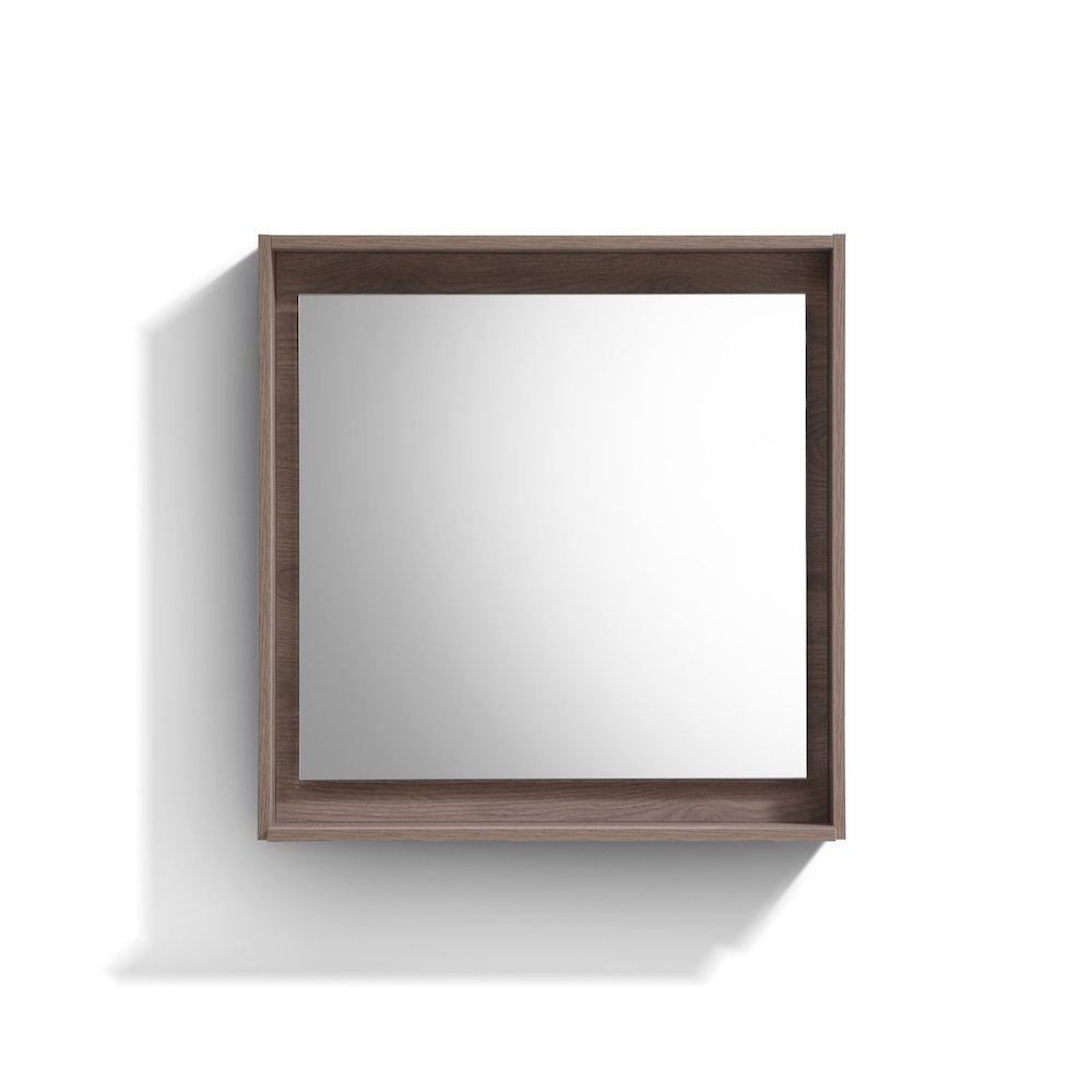 KUBE 30" Framed Mirror With Shelve - Butternut Finish