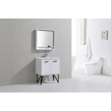 Bosco 30" Modern Bathroom Vanity w/ Quartz Countertop and Matching Mirror