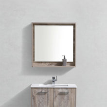Bosco 30" Framed Mirror With Shelve - Nature Wood Finish