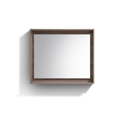 KUBE 36" Framed Mirror With Shelve - Butternut  Finish