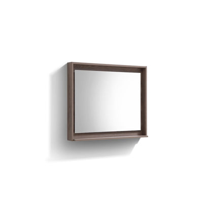 KUBE 36" Framed Mirror With Shelve - Butternut  Finish