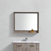 Bosco 36" Framed Mirror With Shelve - Nature Wood Finish