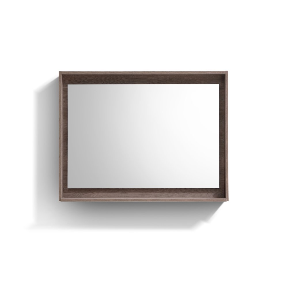 KUBE 38" Framed Mirror With Shelve - Butternut  Finish