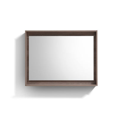 KUBE 38" Framed Mirror With Shelve - Butternut  Finish