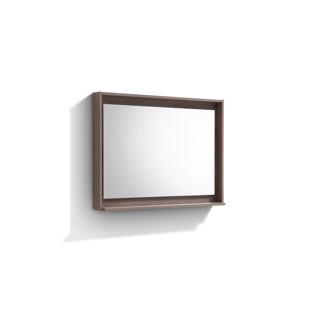 KUBE 38" Framed Mirror With Shelve - Butternut  Finish