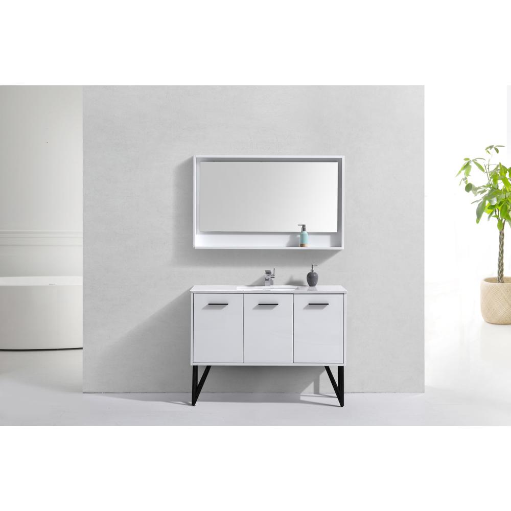 Bosco 48" Modern Bathroom Vanity w/ Quartz Countertop and Matching Mirror