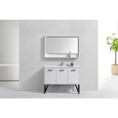 Bosco 48" Modern Bathroom Vanity w/ Quartz Countertop and Matching Mirror