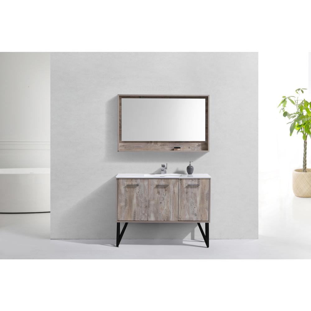 Bosco 48" Modern Bathroom Vanity w/ Quartz Countertop and Matching Mirror