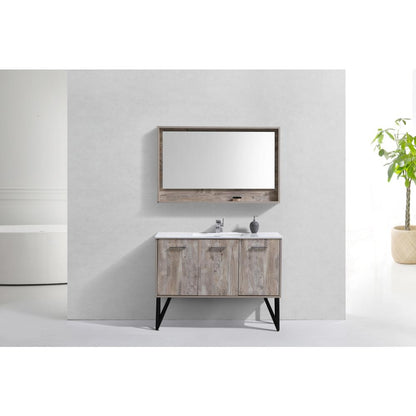 Bosco 48" Modern Bathroom Vanity w/ Quartz Countertop and Matching Mirror