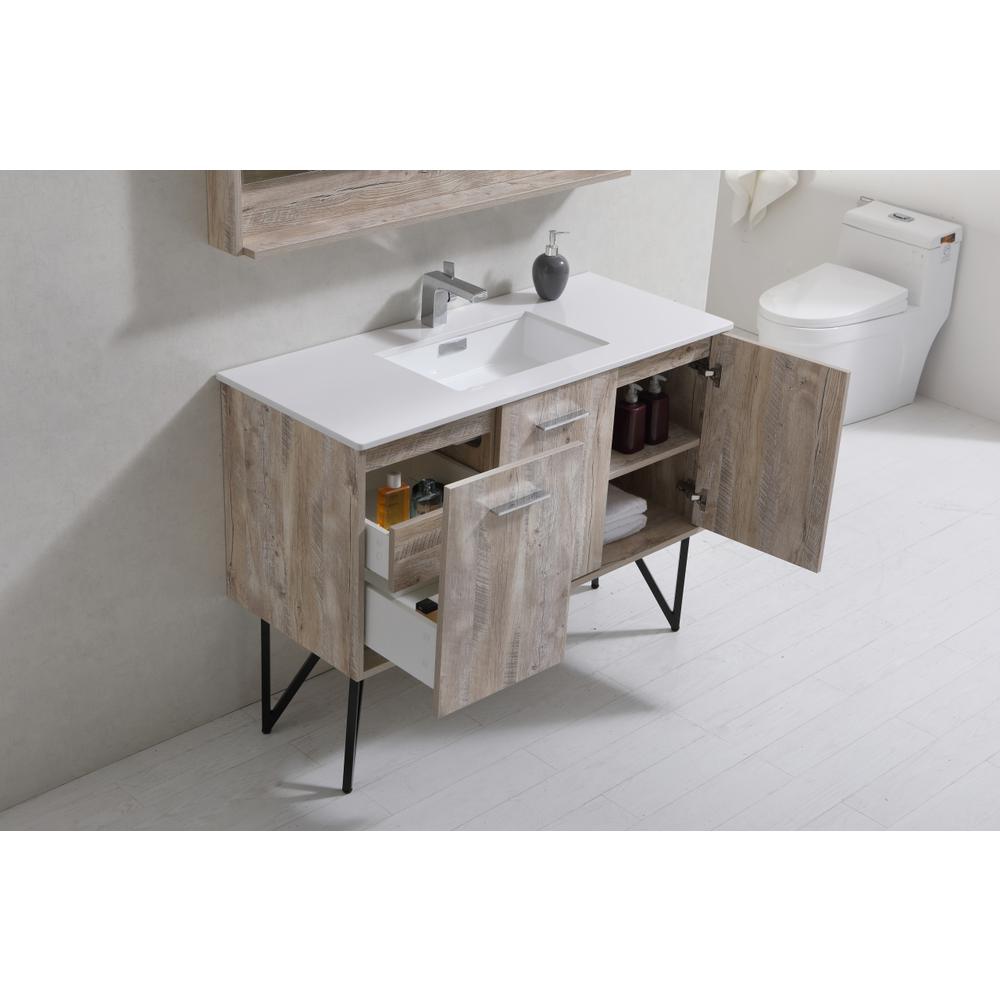 Bosco 48" Modern Bathroom Vanity w/ Quartz Countertop and Matching Mirror