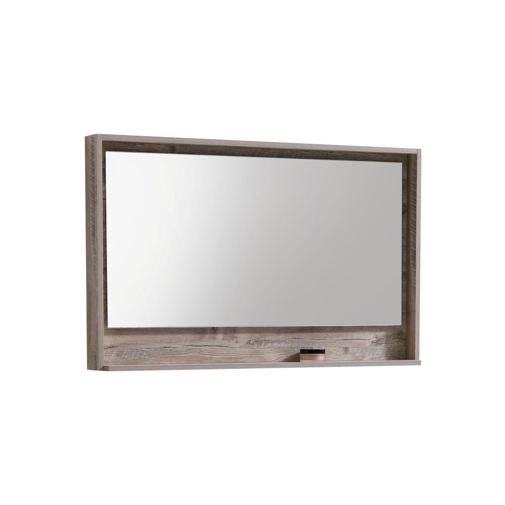 Bosco 48" Framed Mirror With Shelve - Nature Wood Finish