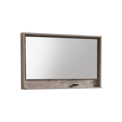 Bosco 48" Framed Mirror With Shelve - Nature Wood Finish