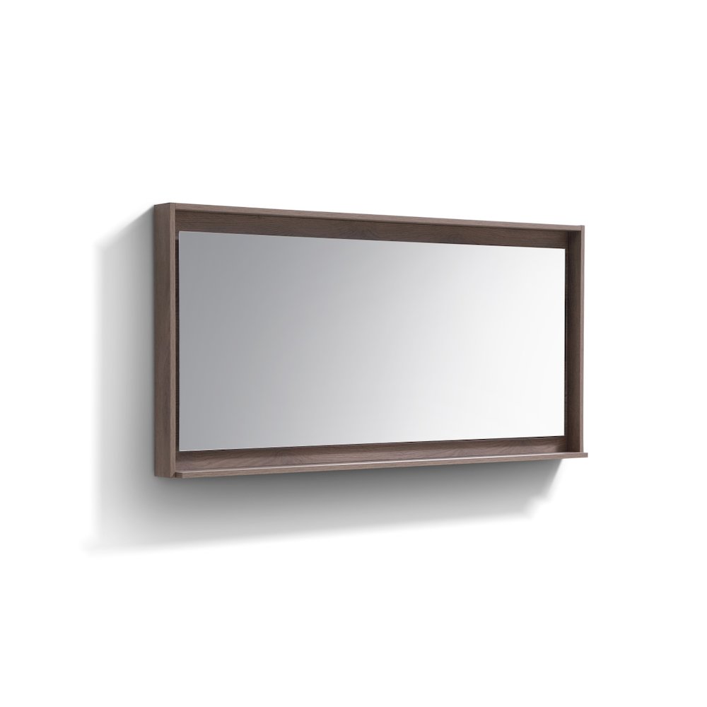 Kube 60" Framed Mirror With Shelve - Butternut  Finish