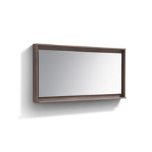 Kube 60" Framed Mirror With Shelve - Butternut  Finish