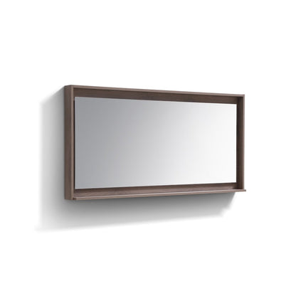 Kube 60" Framed Mirror With Shelve - Butternut  Finish