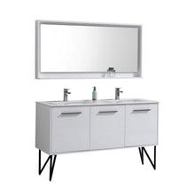 Bosco 60" Double Sink Modern Bathroom Vanity w/ Quartz Countertop