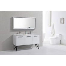 Bosco 60" Double Sink Modern Bathroom Vanity w/ Quartz Countertop