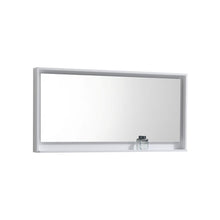 Bosco 60" Framed Mirror With Shelve - Gloss White Finish