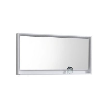 Bosco 60" Framed Mirror With Shelve - Gloss White Finish