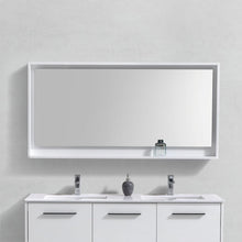 Bosco 60" Framed Mirror With Shelve - Gloss White Finish