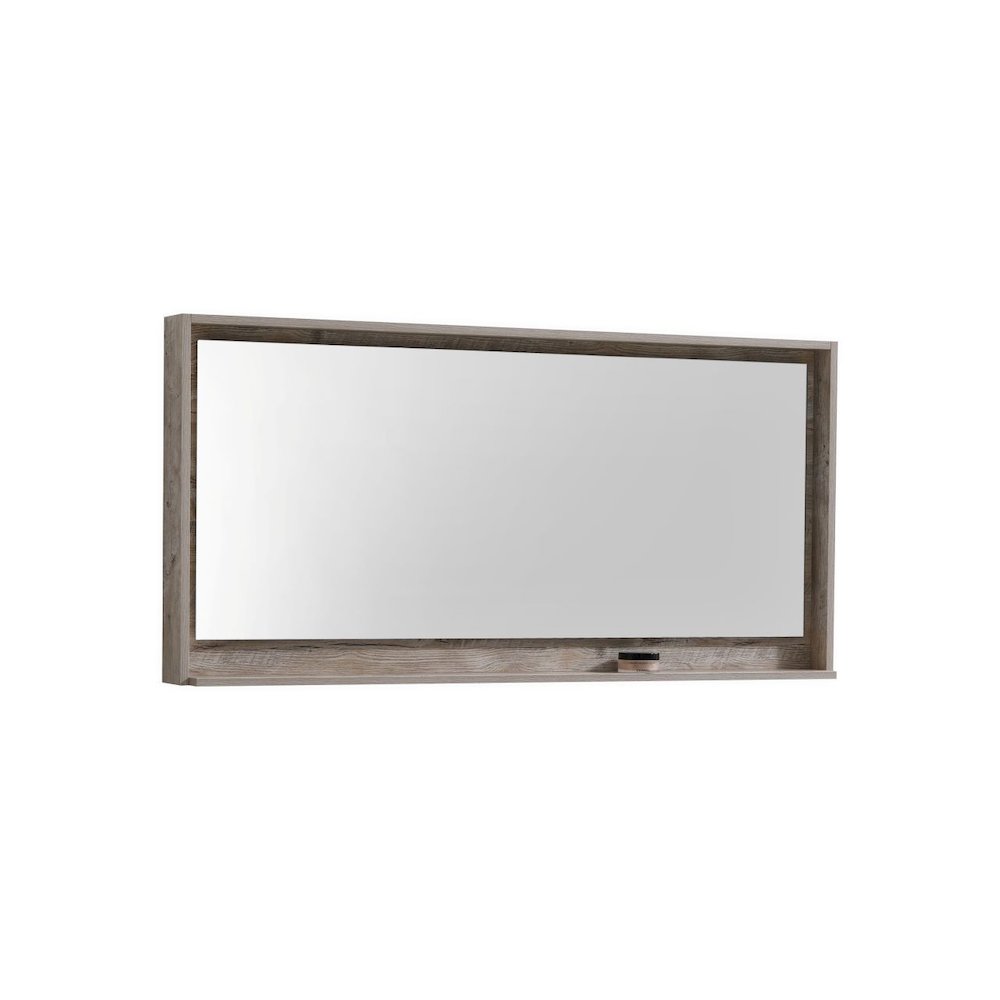 Bosco 60" Framed Mirror With Shelve - Nature Wood Finish